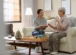 Caregiver helping senior with Activities