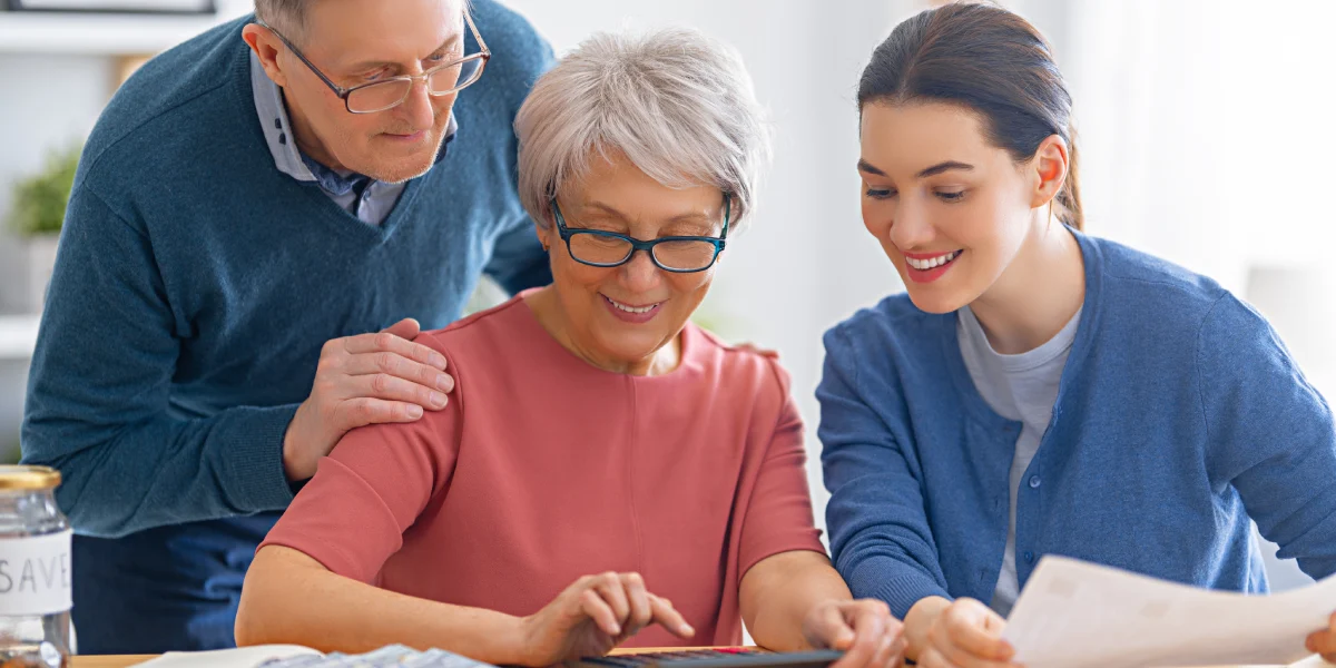 Family looking at finances