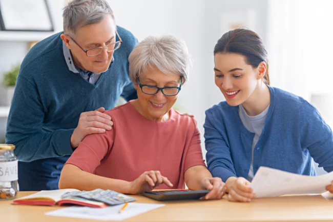 Family looking at finances
